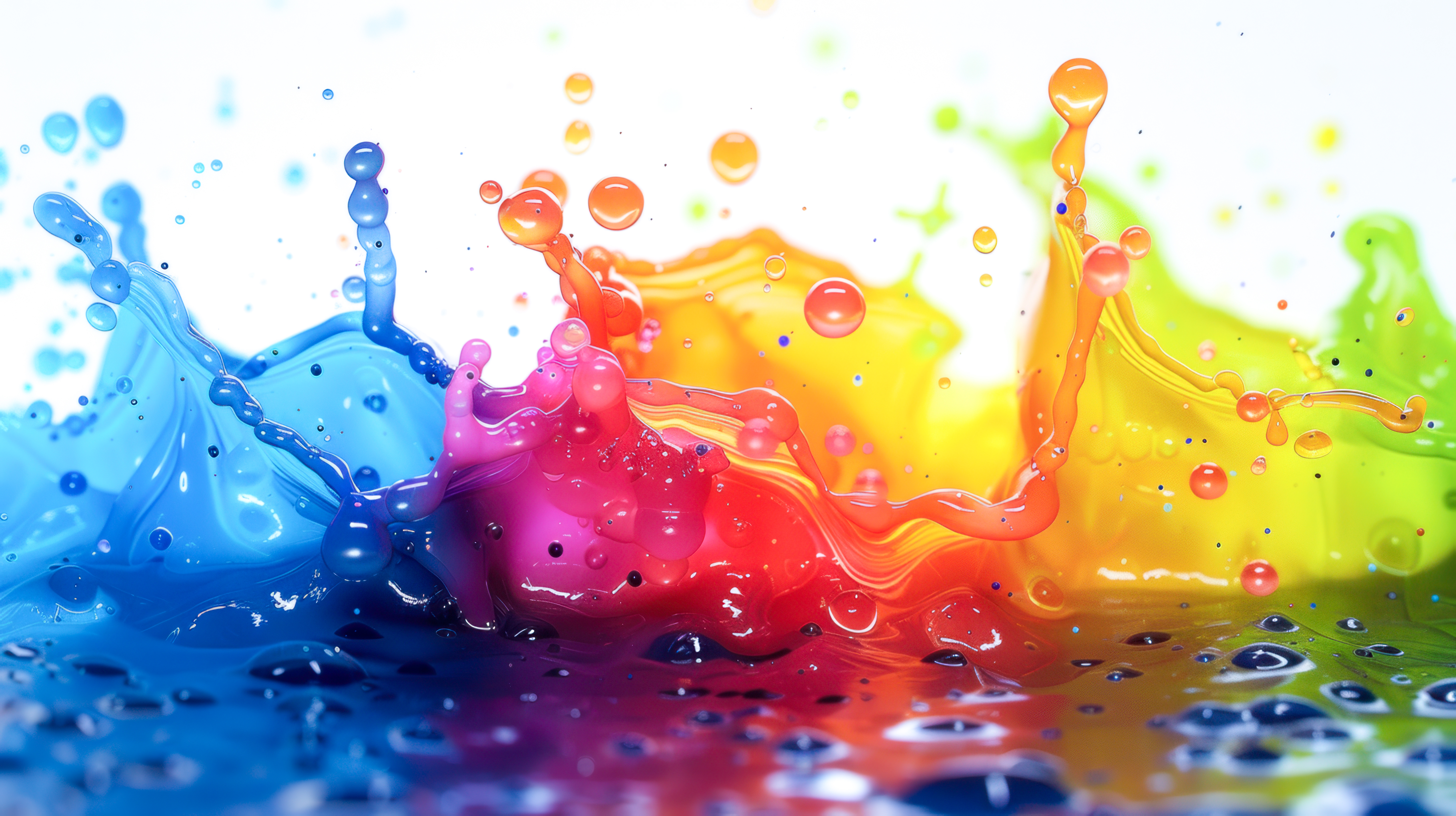カラフルな絵の具が飛び散る瞬間